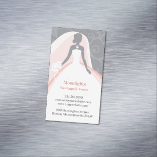 Wedding Bridal White Dress Magnetic Business Card