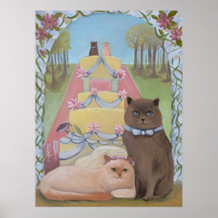 Wedding Bride and Groom Cat Couple Poster