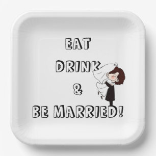 Wedding Bride and Groom Humor Paper Plate