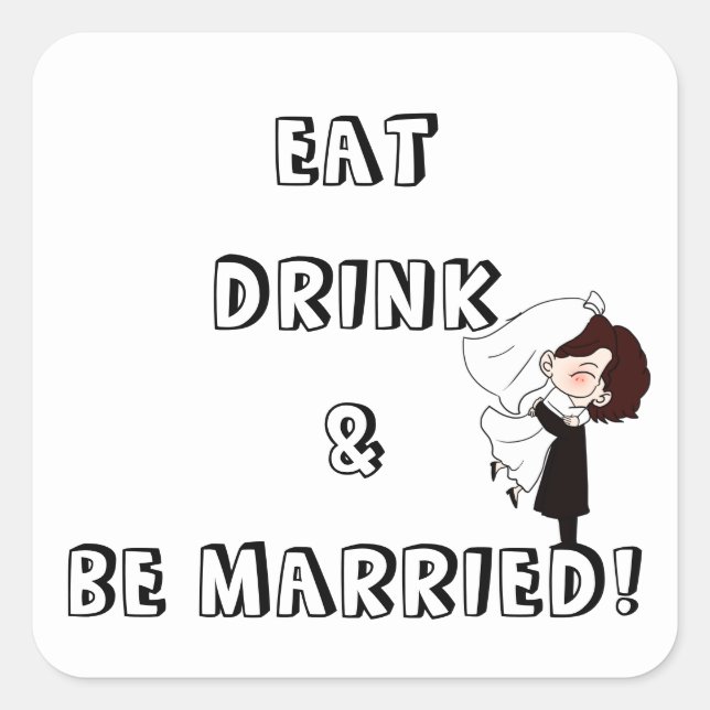 Wedding Bride and Groom Humor Square Sticker (Front)