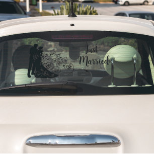Wedding Bride and Groom Just Married Car Suv Window Cling