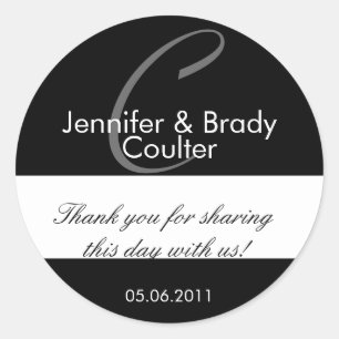 Wedding Bride and Groom Monogram C Favour Sticker