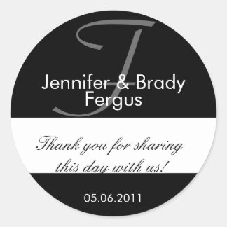 Wedding Bride and Groom Monogram F Favour Sticker
