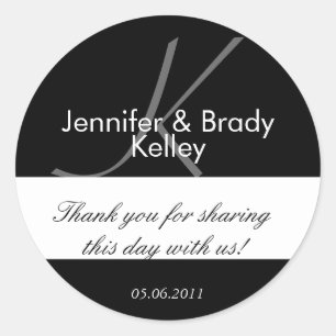 Wedding Bride and Groom Monogram K Favour Sticker