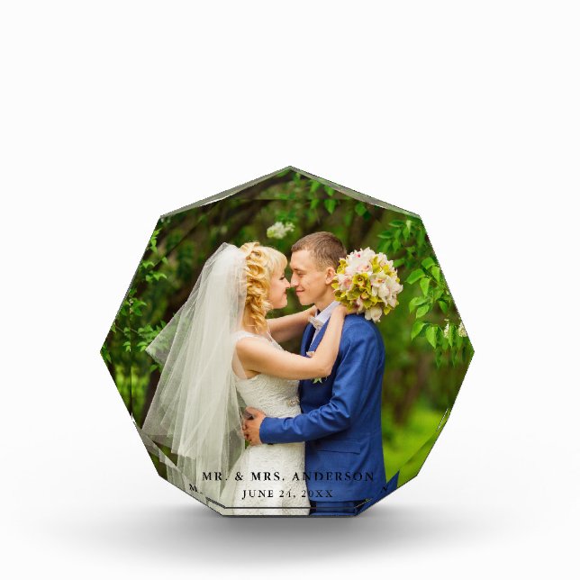 Wedding Bride and Groom Photo Octagonal Block (Front)
