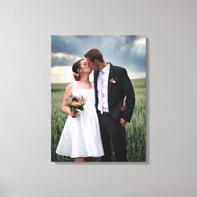 Wedding Bride and Groom Photo with Details Canvas  (Front)
