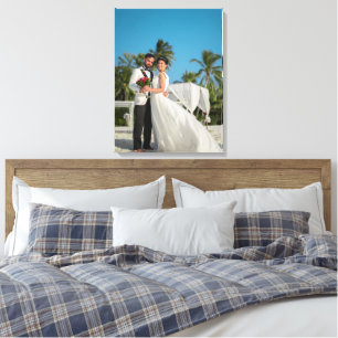 Wedding Bride and Groom Photo with Details Canvas Print