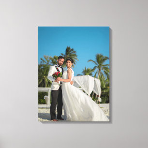 Wedding Bride and Groom Photo with Details Canvas Print
