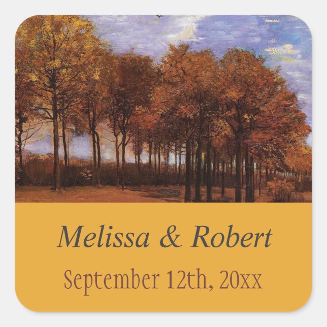Wedding bride and groom stickers for fall wedding (Front)