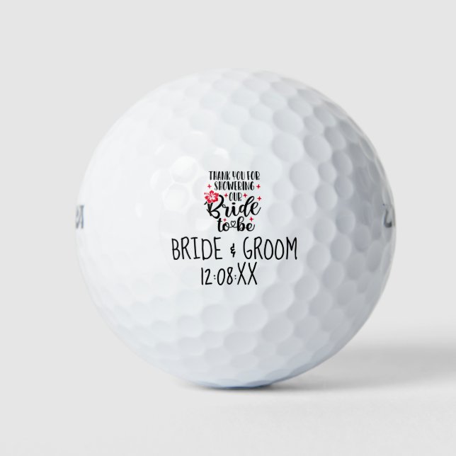  Wedding Bride & Groom  Bridal shower Golf Balls (Front)