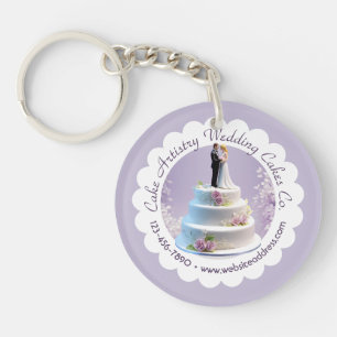 Wedding Bride & Groom Cake Bakery Business Key Ring