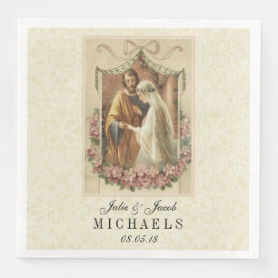 Wedding Bride Groom Catholic Marriage Mary Joseph Napkin