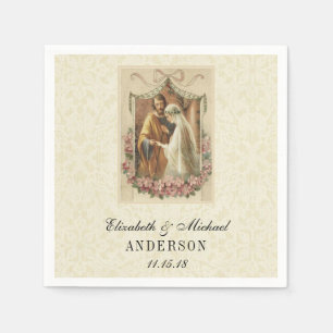Wedding Bride Groom Catholic Marriage Mary Joseph  Napkin