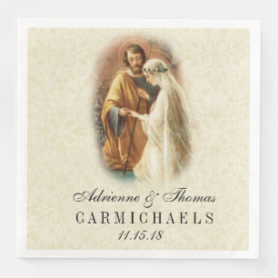 Wedding Bride Groom Catholic Marriage Mary Joseph Napkin