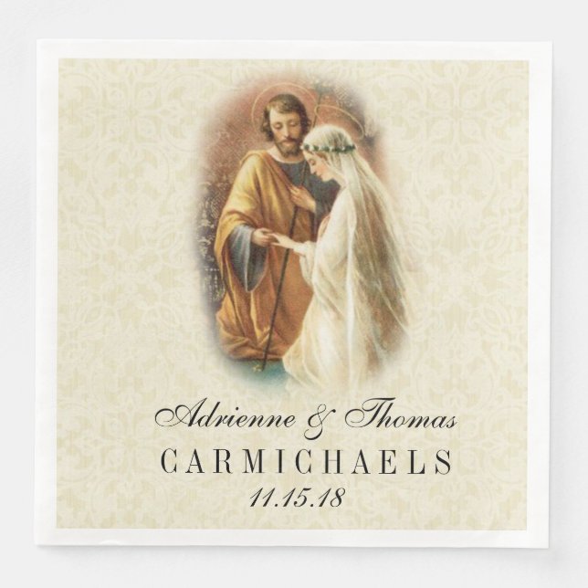 Wedding Bride Groom Catholic Marriage Mary Joseph Napkin (Front)