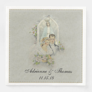 Wedding Bride Groom Catholic Virgin Mary Napkin