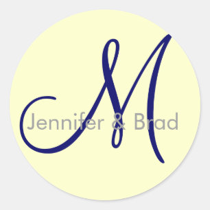 Wedding Bride Groom Cream Navy Grey Monogram Seal