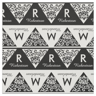 Wedding Bride Groom Custom Monogram Elegant Fabric