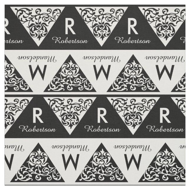 Wedding Bride Groom Custom Monogram Elegant Fabric (Swatch)