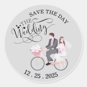 Wedding bride, groom, custom, personalised  classic round sticker