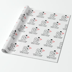 Wedding Bride Groom Cute Couple Congratulations Wrapping Paper