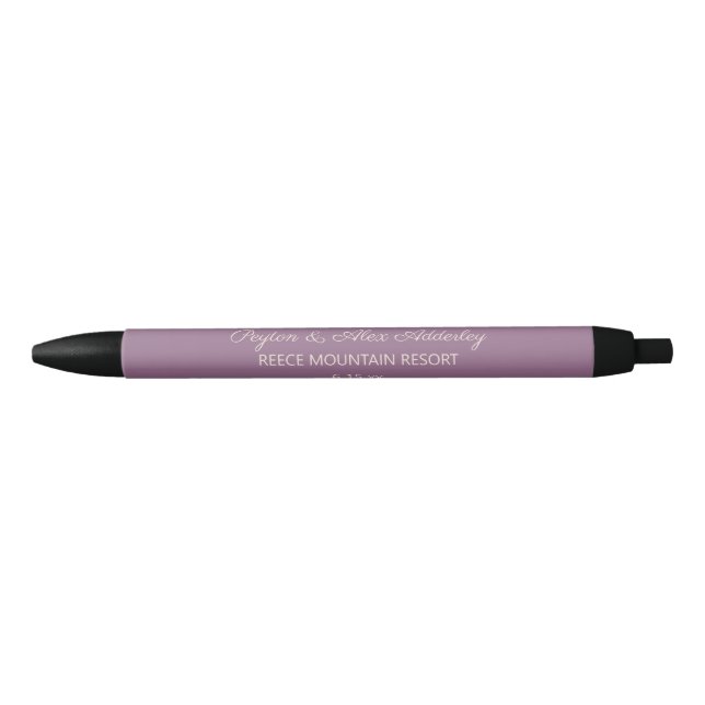 Wedding Bride Groom Guest Gift  Purple Black Ink Pen (Front)