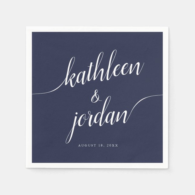 Wedding Bride & Groom Handwritten Calligraphy Napkin (Front)