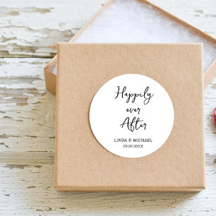 wedding, bride groom, happily ever after, classic round sticker