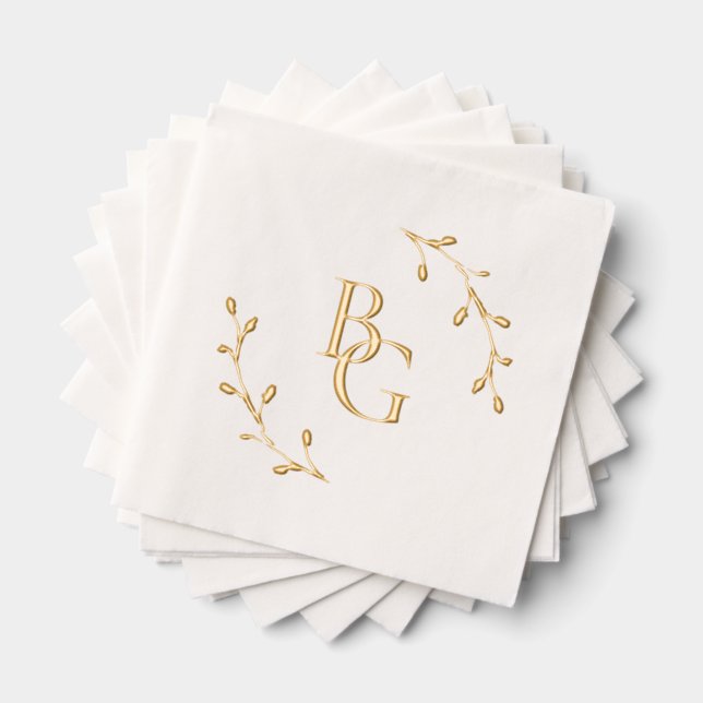 wedding bride groom initials foil napkins (Insitu (Stacked))