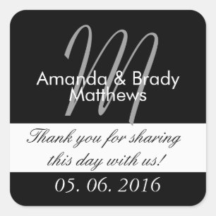 Wedding Bride Groom Monogram M Favour Sticker