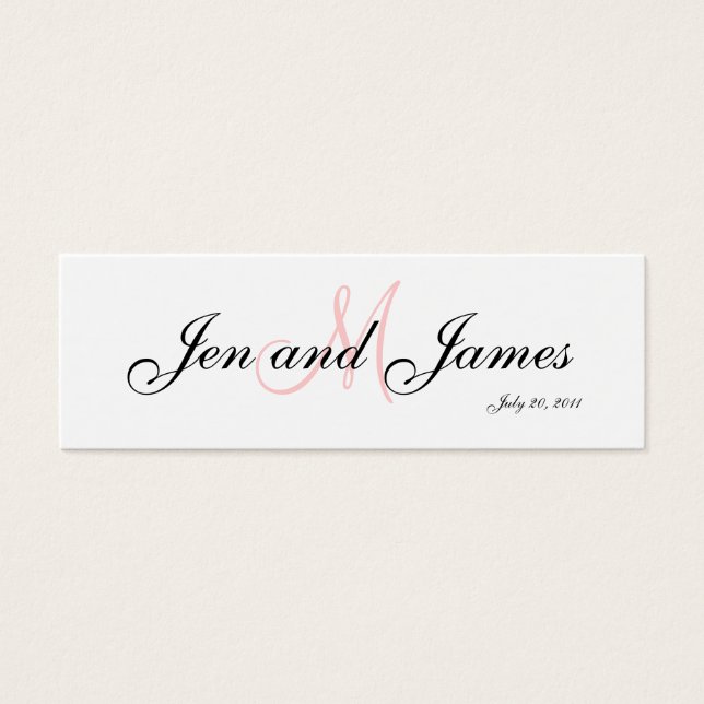 Wedding Bride Groom  Monogram Pink Profile Card (Front)