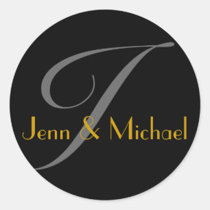 Wedding Bride Groom Names Monogram I Gold Seal