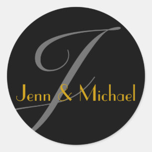 Wedding Bride Groom Names Monogram J Gold Seal
