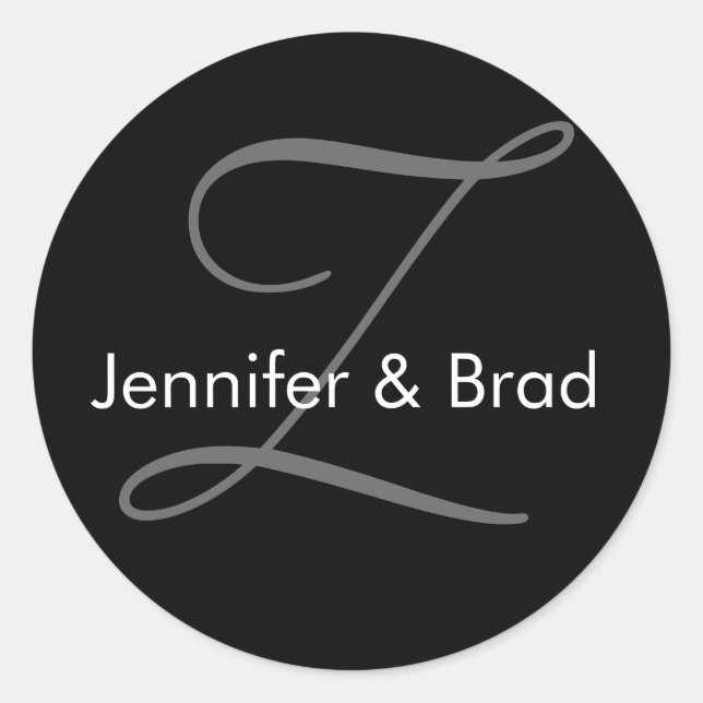 Wedding Bride Groom Names Monogram Sticker (Front)