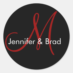 Wedding Bride Groom Names Monogram Sticker Red