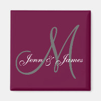 Wedding Bride Groom Names Monogram Wine Magnet