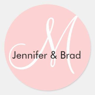 Wedding Bride Groom Names Pink Monogram Sticker
