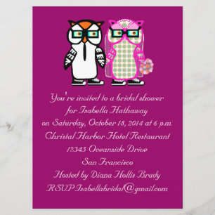 Wedding Bride & Groom Owl Bridal Shower Invitation