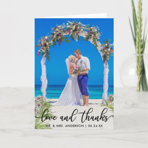 Wedding Bride Groom Photo Love and Thanks Fold Card