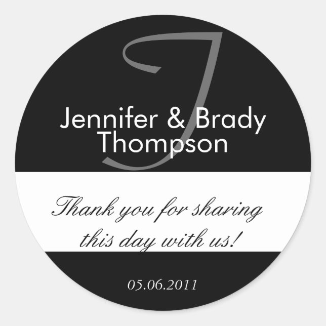 Wedding Bride & Groom Thank You Favour Sticker (Front)