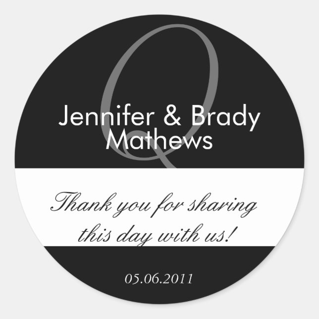 Wedding Bride & Groom Thank You Favour Sticker (Front)