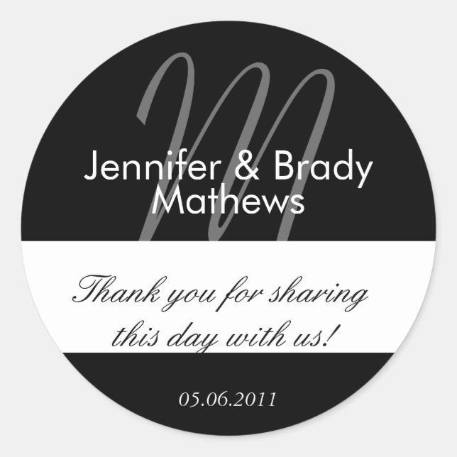 Wedding Bride & Groom Thank You Favour Sticker (Front)
