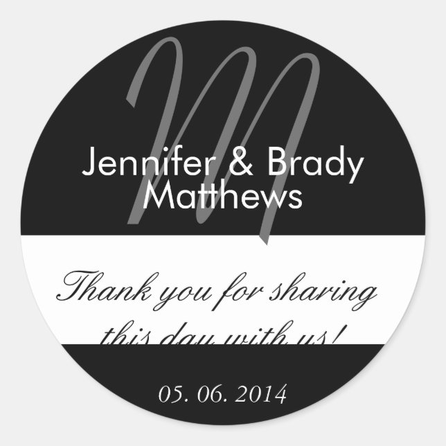 Wedding Bride & Groom Thank You Favour Stickers (Front)