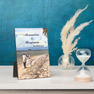 Wedding Bride Groom Tropical Palm Thank You Custom Plaque