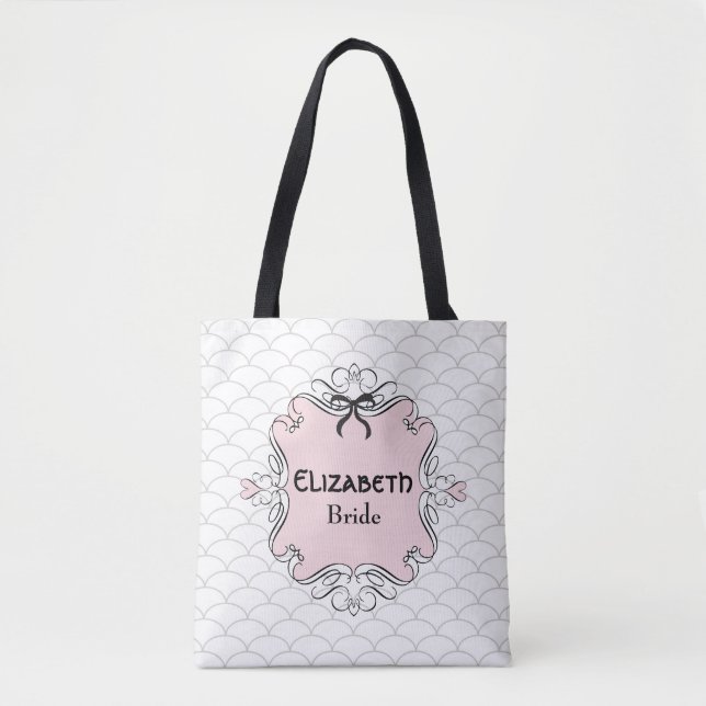 Wedding Bride Pink and White Tote Bag (Front)