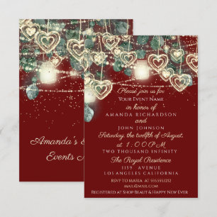 Wedding Bride Rustic Wood Gold Maroon Mint He Invitation