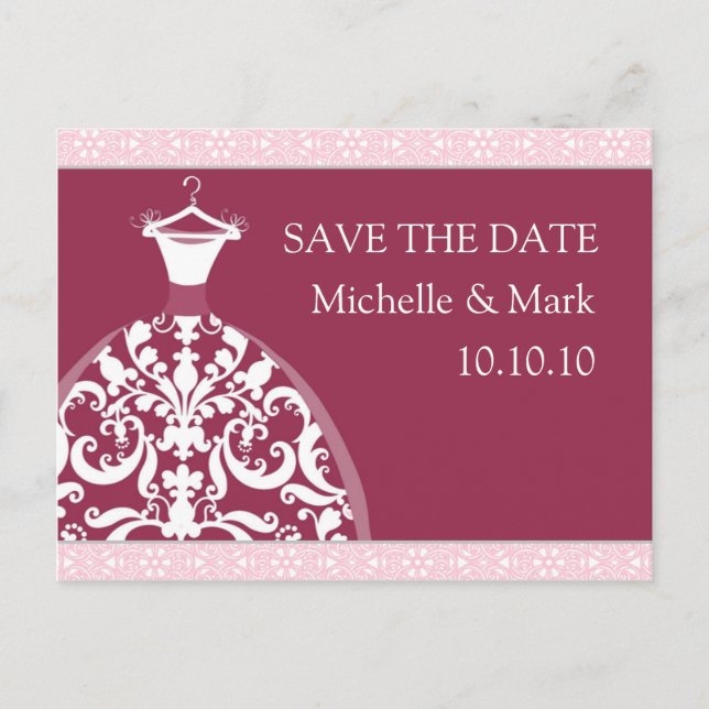 Wedding Bride save the date Happy Red card (Front)