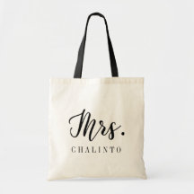 Wedding Bride to Be Mrs. Tote Bag Script