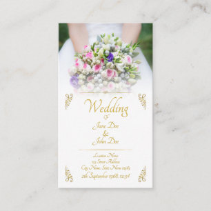 Wedding - bride with colourful wedding bouquet enclosure card