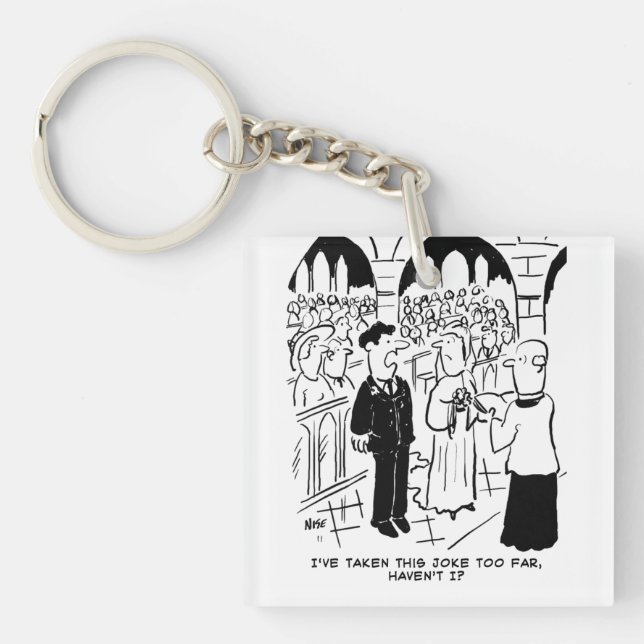 Wedding - Bridegroom Practical Joke Cartoon Key Ring (Front)